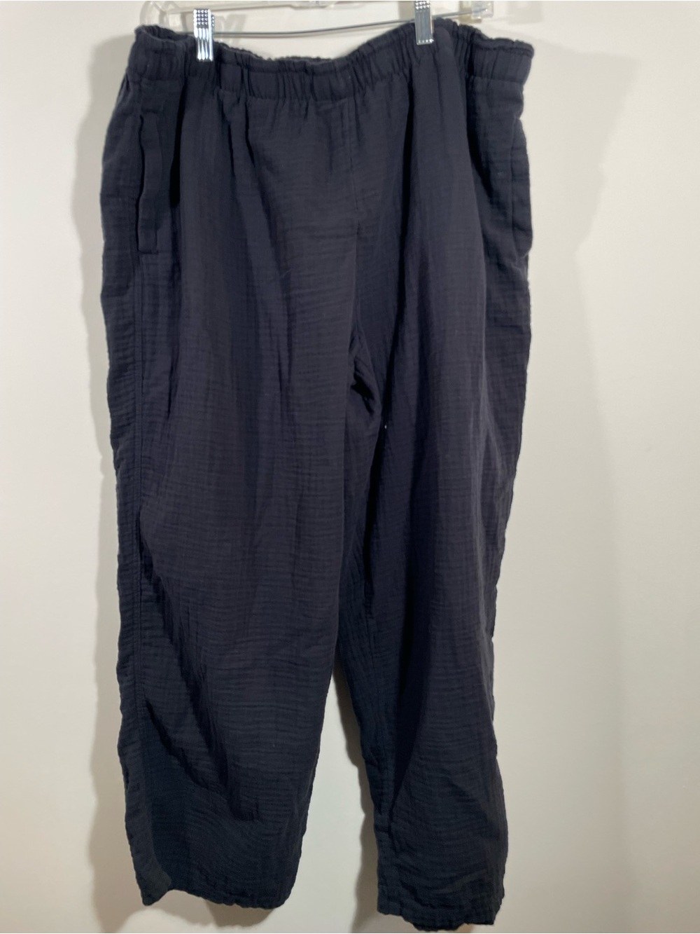 Coldwater Creek 100% Cotton gauze black wide leg pants XXL